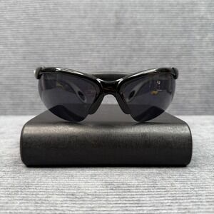 SOS‎ Grind 8133 Y2k Sunglasses Black Silver Wrap Around Sport Curved Lenses